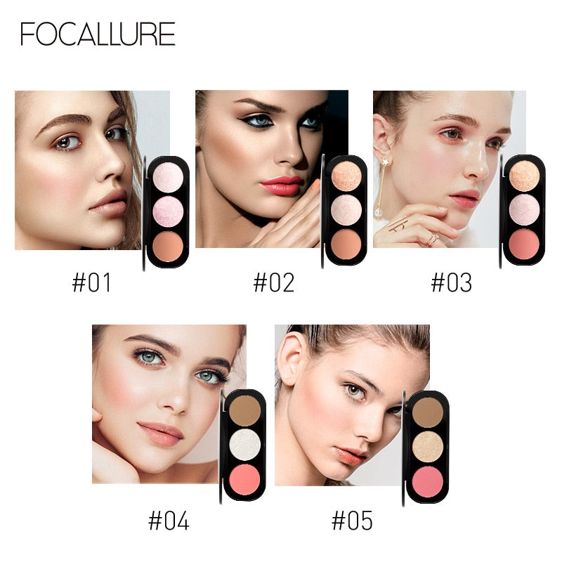 Paleta de Iluminador Focallure - 3 Cores